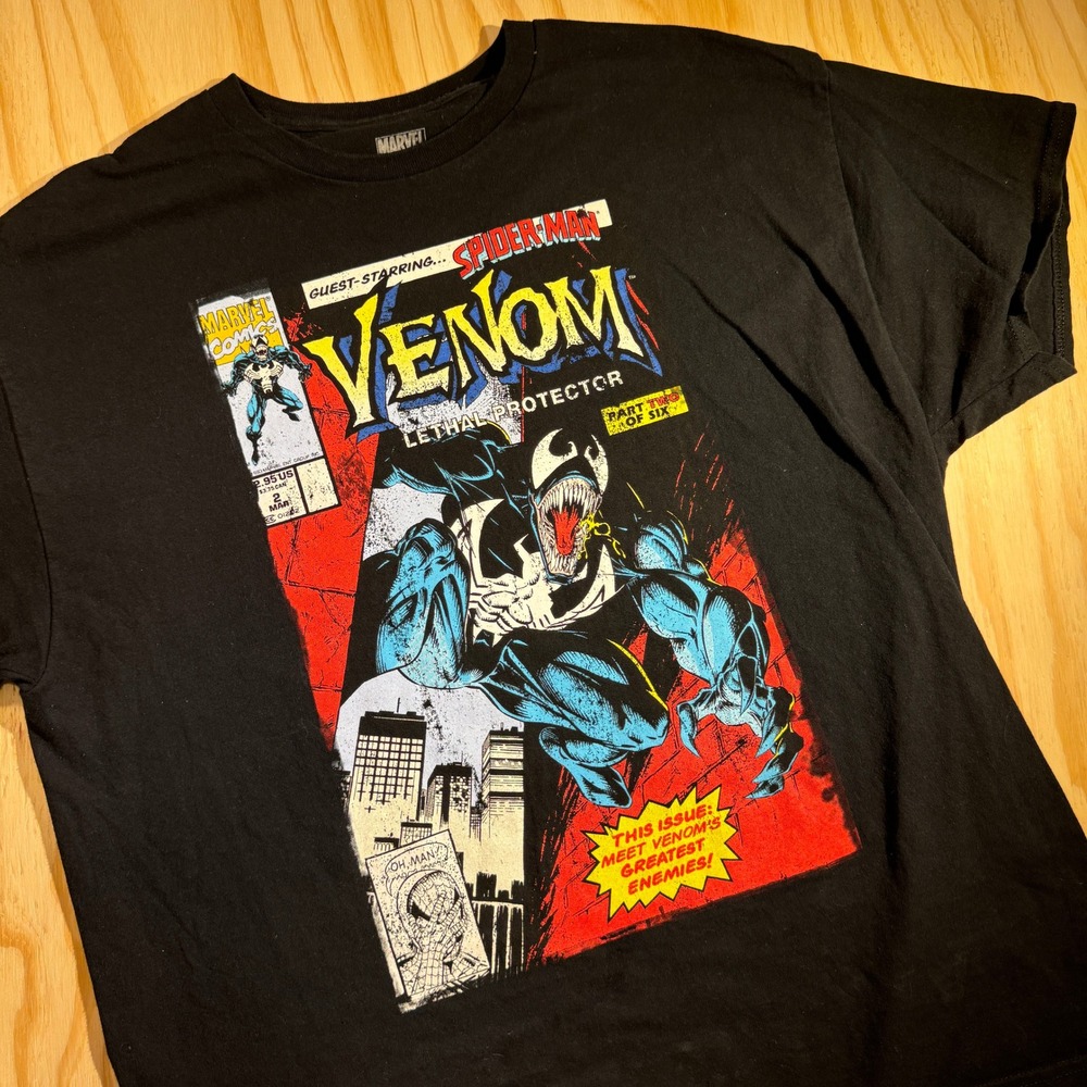Marvel Men's Venom Lethal Protector Comic Book Cover Tee Black Size XL